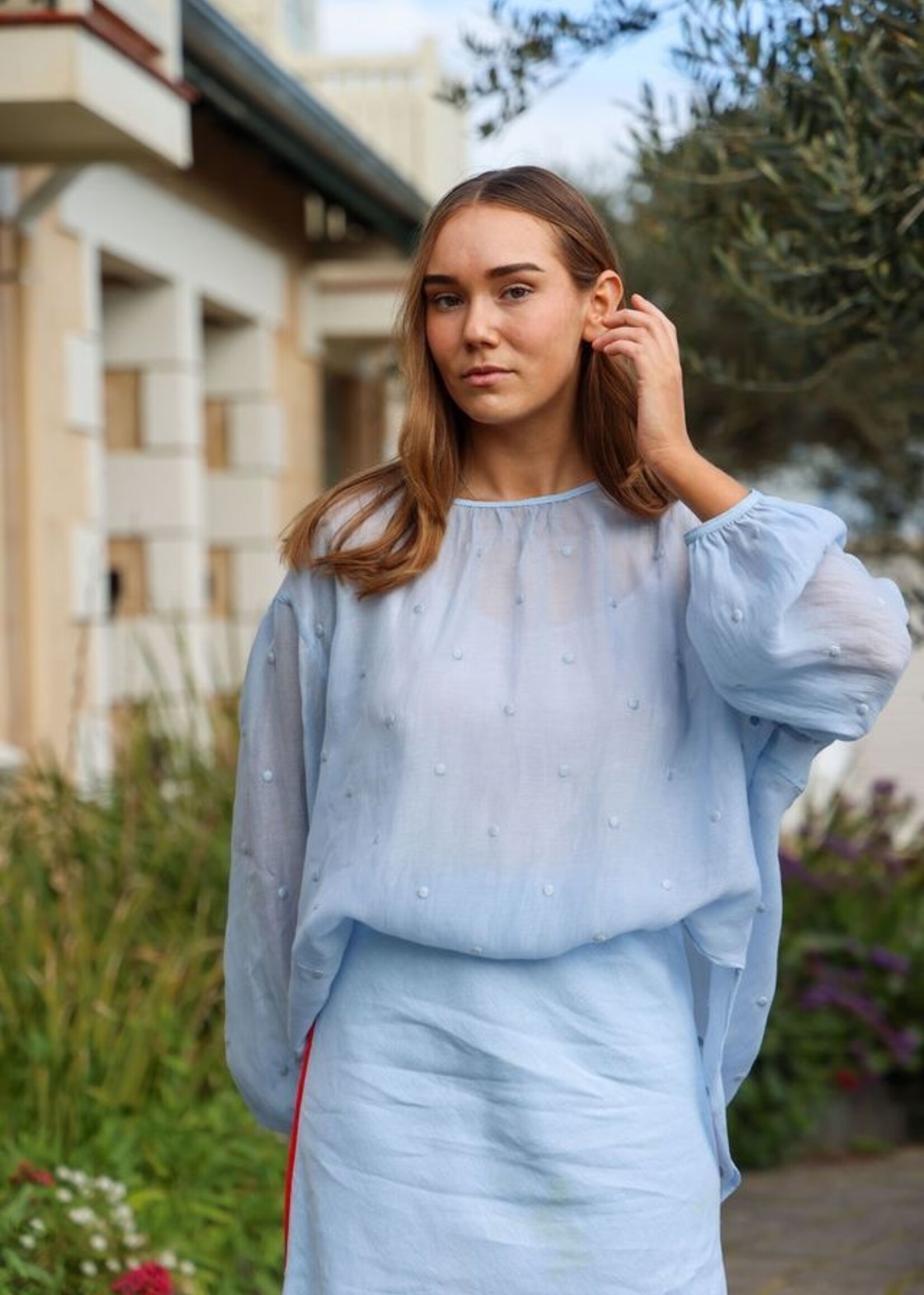 The Eighth Letter Clover Top - Blue Spot O/S