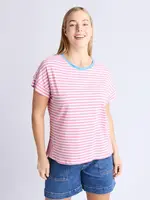 Elm Jarrah SS Stripe Tee Pink