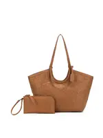 Black Caviar Solana Tan 2pce Woven Handbag