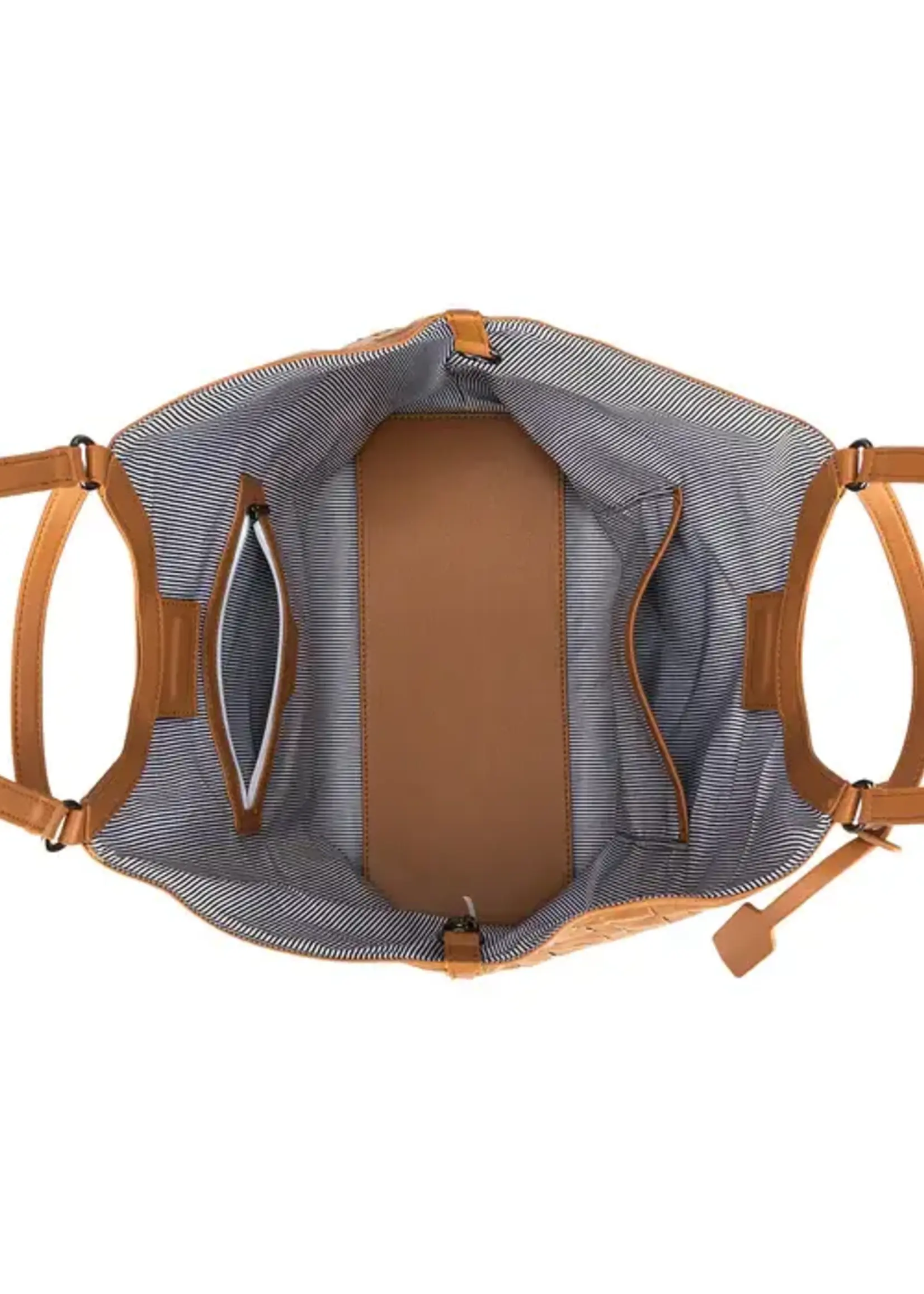 Black Caviar Solana Tan 2pce Woven Handbag