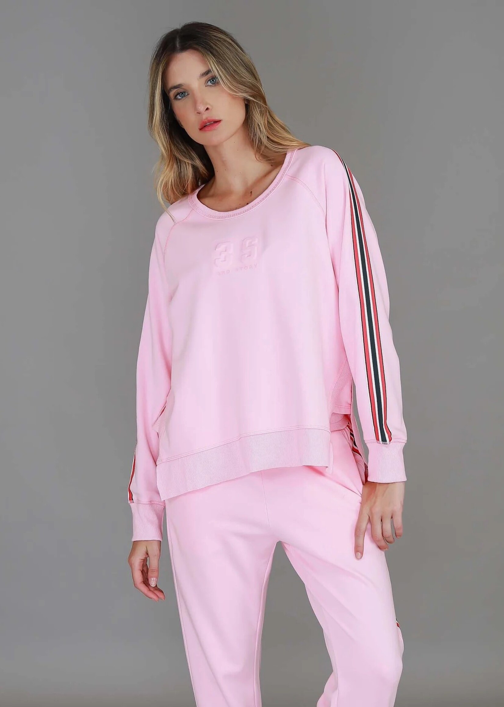 Thea 3S Stripe Sweater PPink