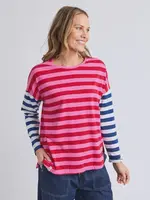 Elm Rouge LS Stripe tee Hot Pink