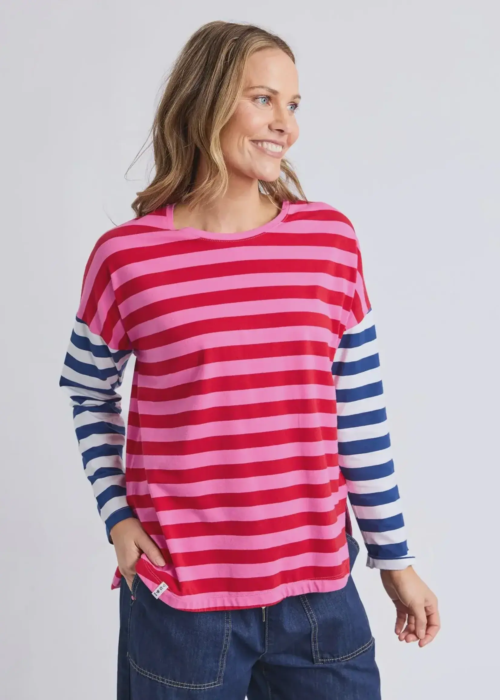 Elm Rouge LS Stripe tee Hot Pink