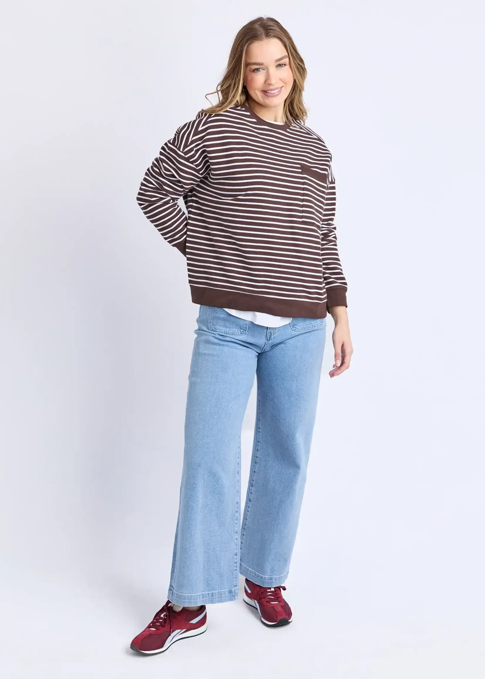 Foxwood Original Stripe Crew Choc