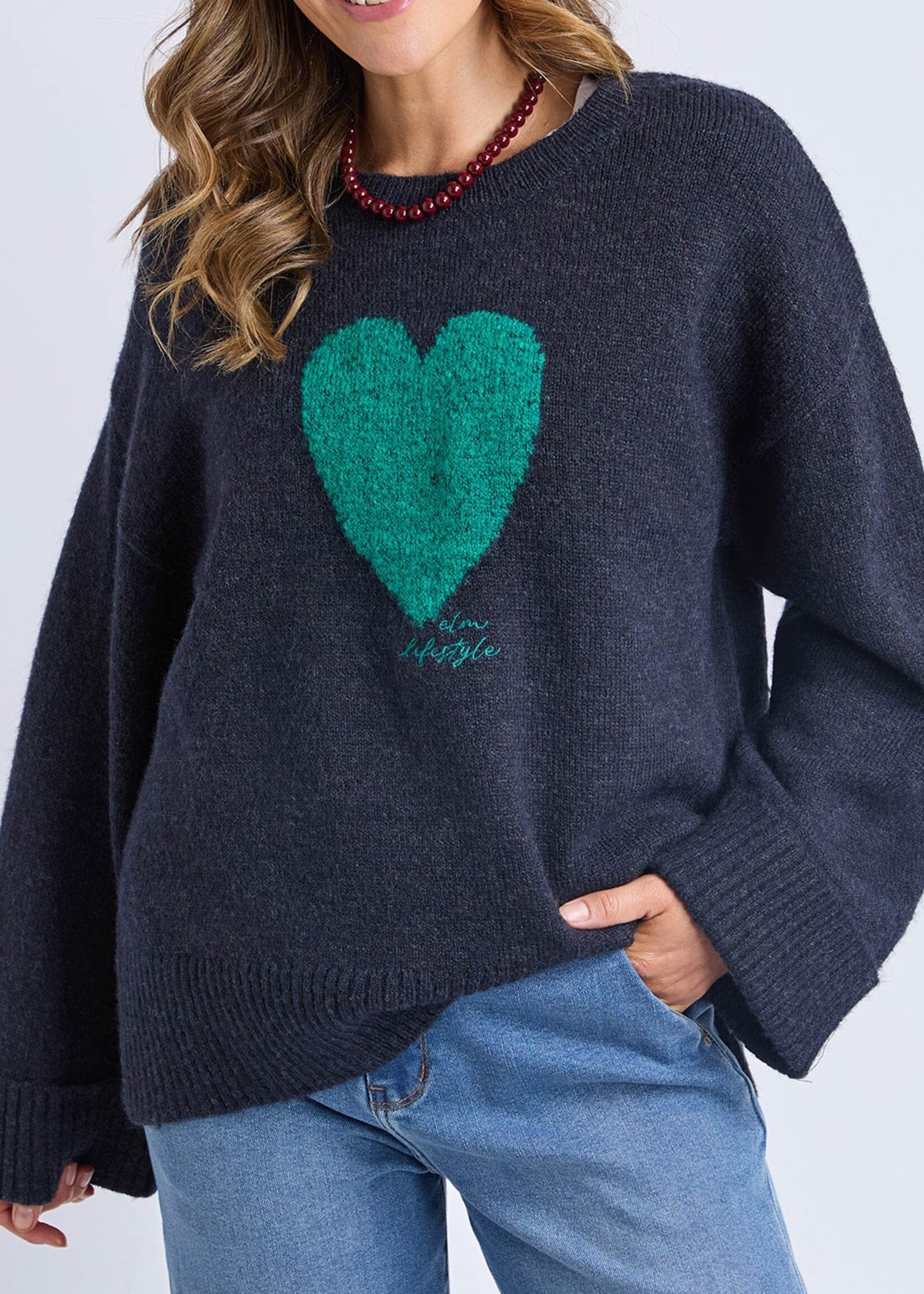 Elm Intersia Heart Knit