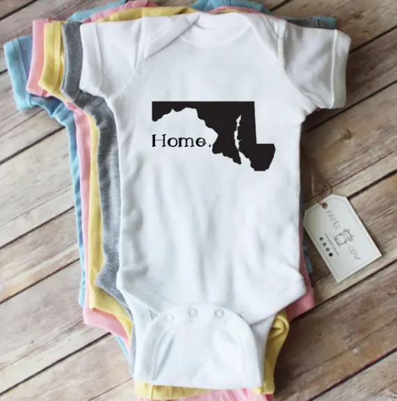 Paper Cow Clothing Home Maryland Onesie