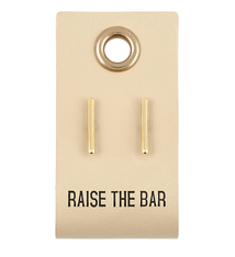 Creative Brands Leather Tag Earrings - Bar