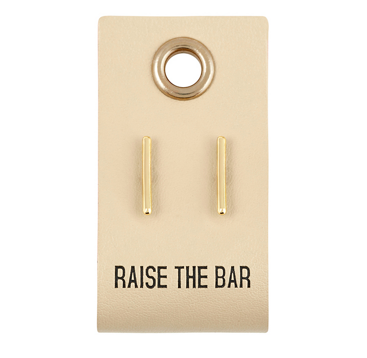 Creative Brands Leather Tag Earrings - Bar