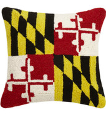 Peking Handicraft Maryland Flag Hook Pillow 18" x 18"