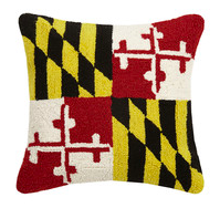 Peking Handicraft Maryland Flag Hook Pillow 18" x 18"