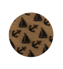LeRoy Woodworks Cork Coaster Achor & Sailboat