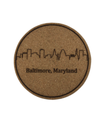 LeRoy Woodworks Cork Coaster Baltimore Skyline
