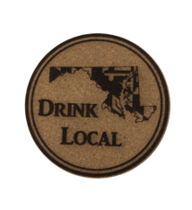 LeRoy Woodworks Cork Coaster Drink Local with Maryland