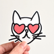 Row House 14 Cat Heart Glasses Sticker
