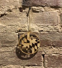 LeRoy Woodworks Round Maryland Flag Cutout Ornament