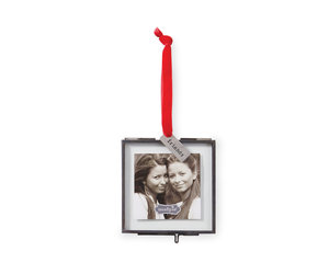 Pressed glass photo frame ornament