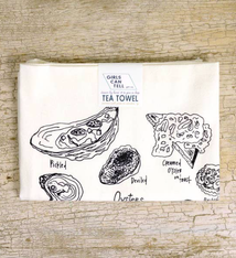 Girls Can Tell Oyster Preperations Tea Towel