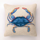 Peking Handicraft Blue Crab Hook Pillow 16" x 16"