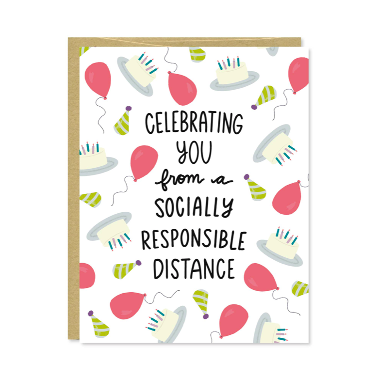 Row House 14 Social Distance Birthday Card