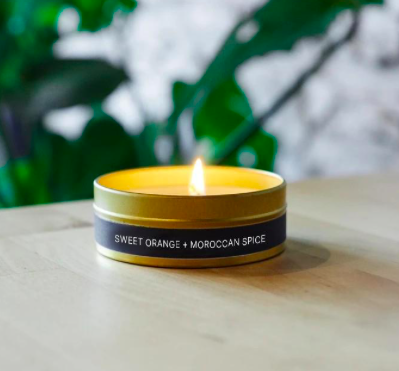 Grant Street Candle Co. Sweet Orange + Moroccan Spice 4oz Travel Tin Candle