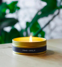 Grant Street Candle Co. Cedar + Vanilla 4oz Travel Tin Candle