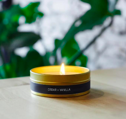 Grant Street Candle Co. Cedar + Vanilla 4oz Travel Tin Candle