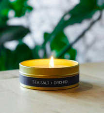 Grant Street Candle Co. Sea Salt + Orchid 4oz Travel Tin Candle