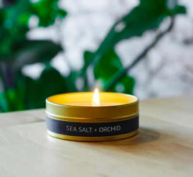 Grant Street Candle Co. Sea Salt + Orchid 4oz Travel Tin Candle
