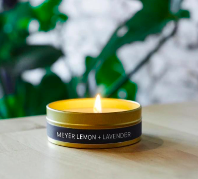 Grant Street Candle Co. Meyer Lemon + Lavender 4oz Travel Tin Candle