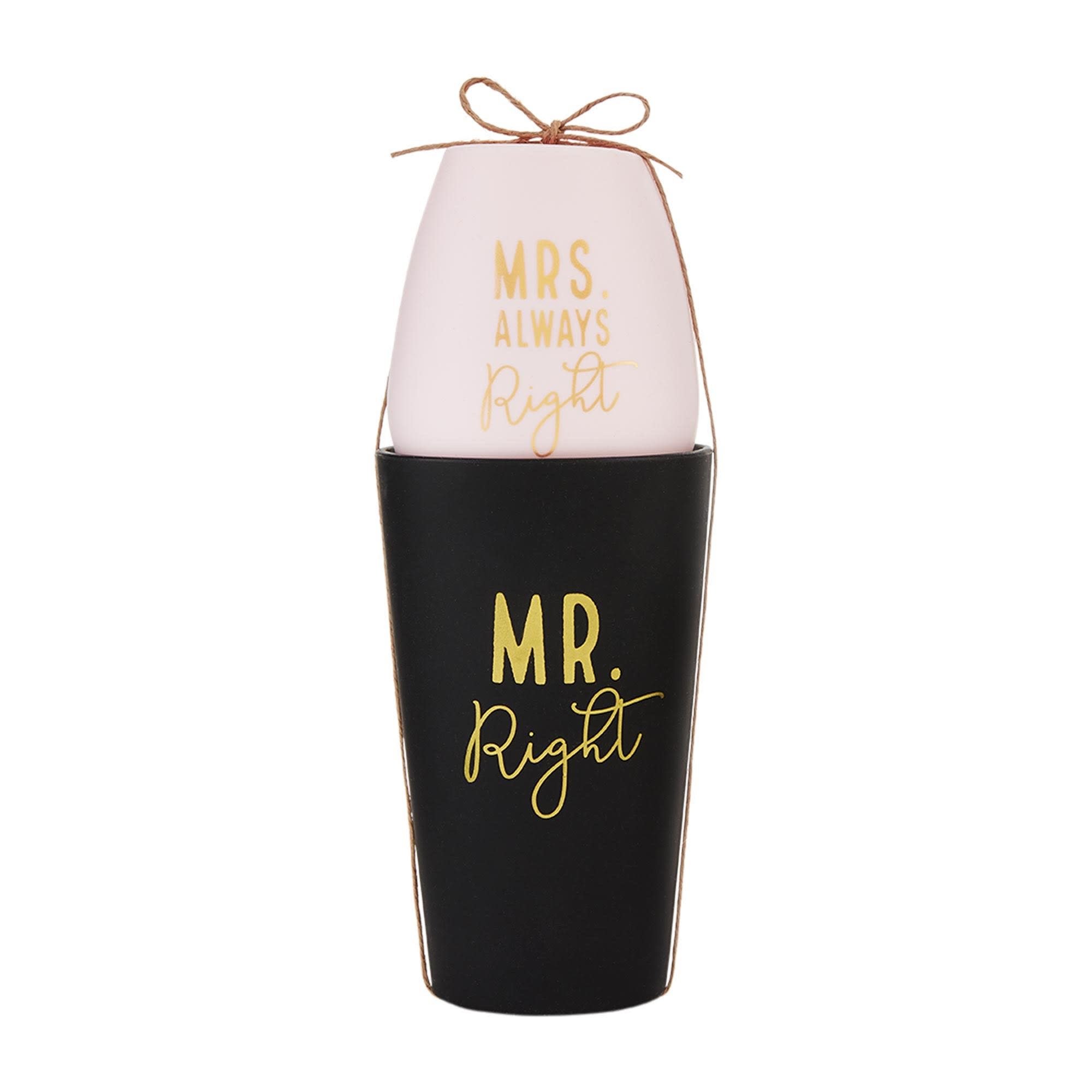 Mud Pie Mr & Mrs. Right Silicone Glass Set