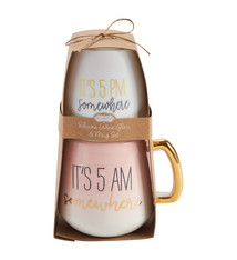 Mud Pie PINK MOM SILICONE WINE MUG SET