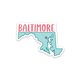 Row House 14 Baltimore, Maryland Sticker - Aqua and Coral
