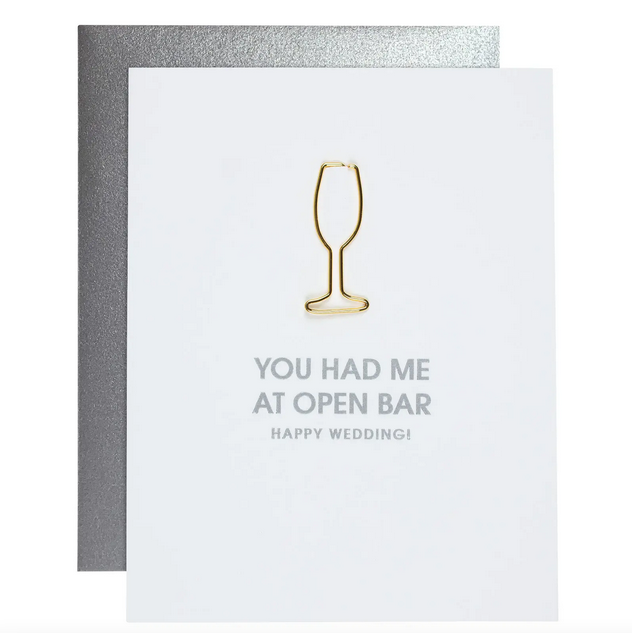 Chez Gagne Open Bar Wedding Paper Clip Card