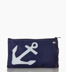Sea Bags Large Wristlet - White on Navy Anchor