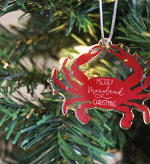 the letters mdn Merry MD Crab Ornament