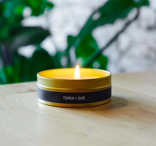 Grant Street Candle Co. Tonka + Oud 4oz Travel Tin Candle