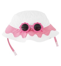 Mud Pie WHITE SCALLOP HAT AND GLASSES