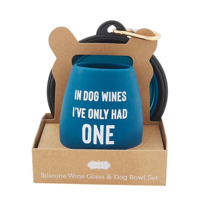 Mud Pie WINE SILICONE DOG BOWL SET