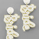 Golden Stella BRIDE Beaded Earrings - White