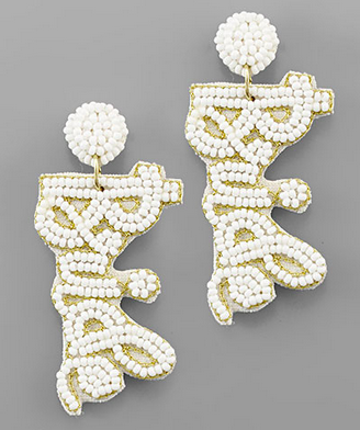Golden Stella BRIDE Beaded Earrings - White