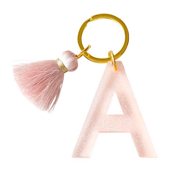 Two Tone Initial Key Chain with Jewels