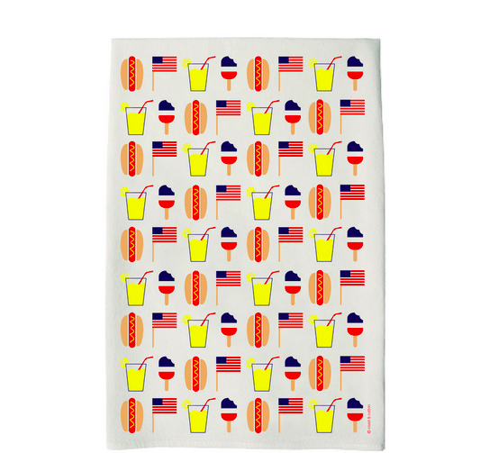 Coast & Cotton Hot Dog and Flags Tea Towel