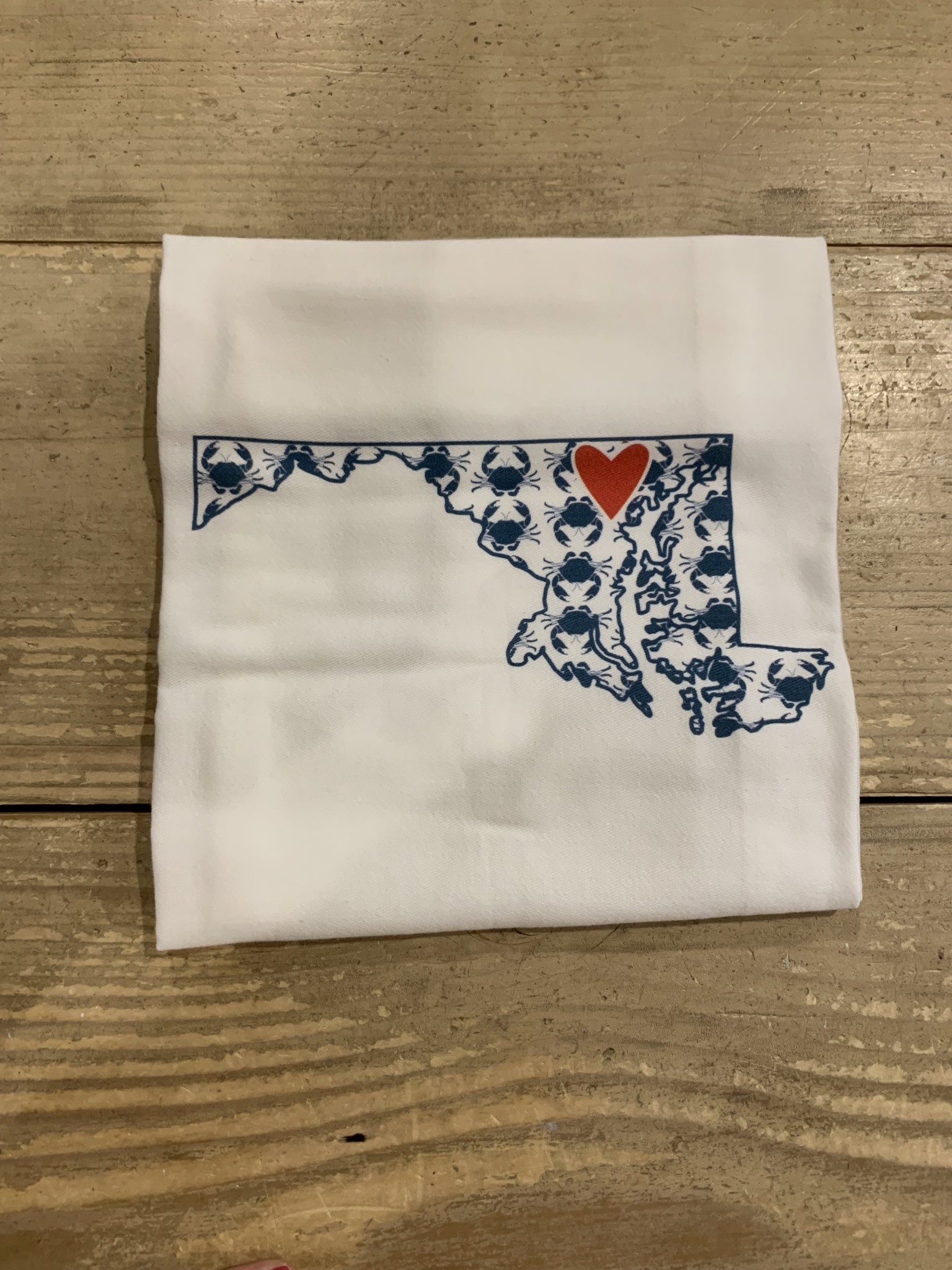 Coast & Cotton Maryland Tea Towel Blue Crabs - Red Heart