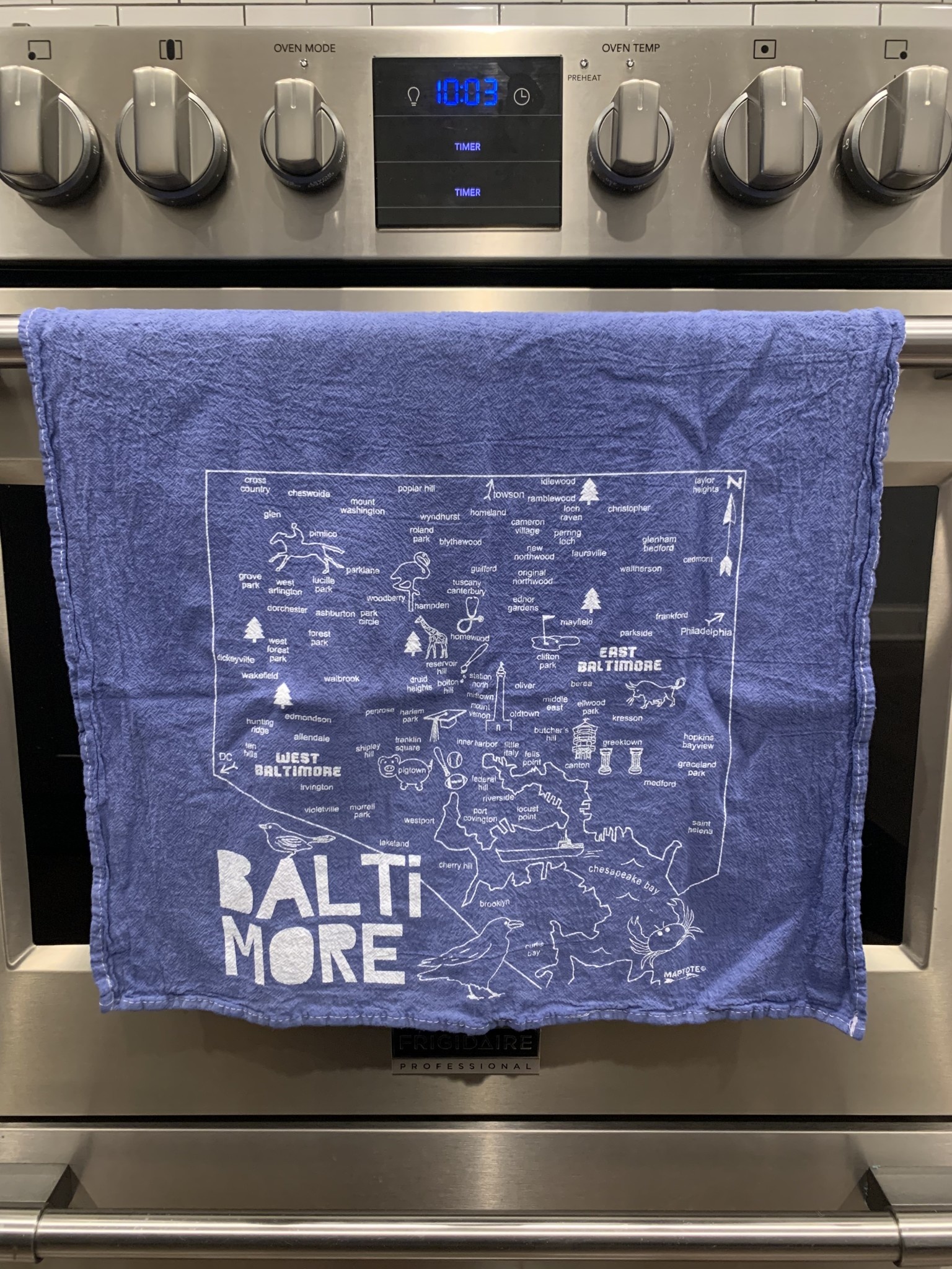 Maptote Baltimore Icon Tea Towel - Blue