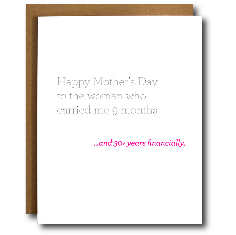 The Card Bureau Financial Support Funny Mother's Day Card