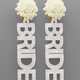 Golden Stella BRIDE Acrylic Word & Pearl Earrings - White