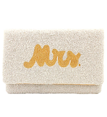 Golden Stella Mrs Beaded Clutch - White