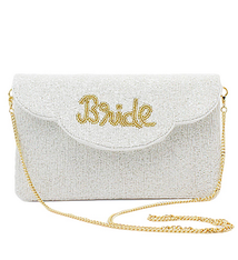 Golden Stella BRIDE Scallop Beaded Clutch Bag