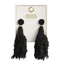 Mud Pie Black Feather Earrings