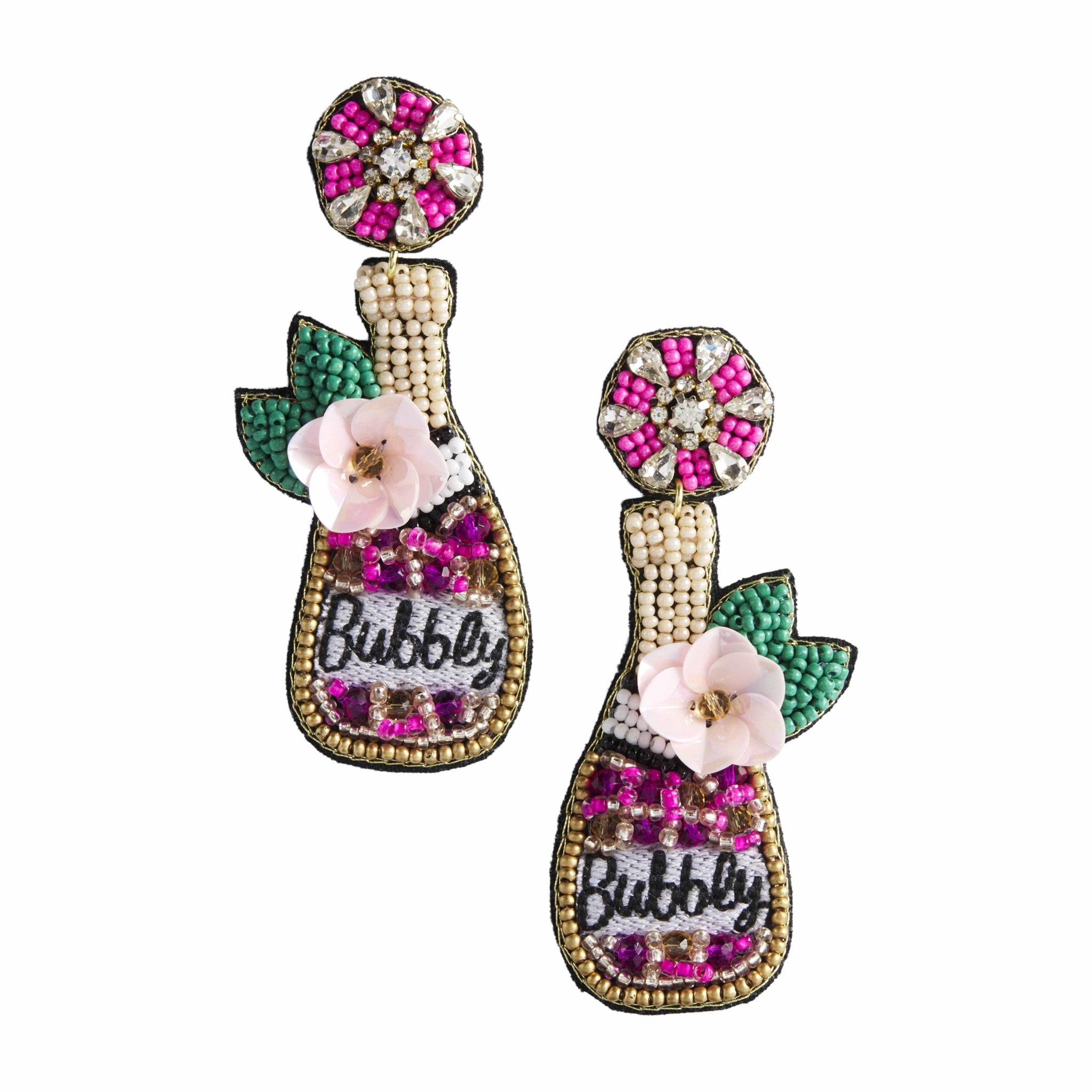 Mud Pie CHAMPAGNE BEADED EARRINGS PINK